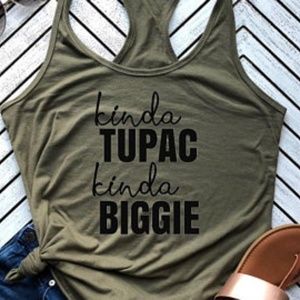 Kinda Tupac Kinda Biggie Women's Jersey Racerback Tank Top